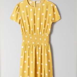 Aritzia Wilfred Maxime Dress Uellow Polka Dot